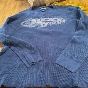 Lucky Brand thermal long sleeve sweater men's unisex xl  blue